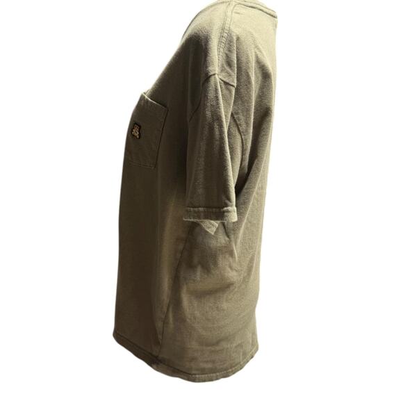 Teddy Fresh Classic Washed Pocket Tee Olive Green Small Embroidered Bear - Picture 4 of 9